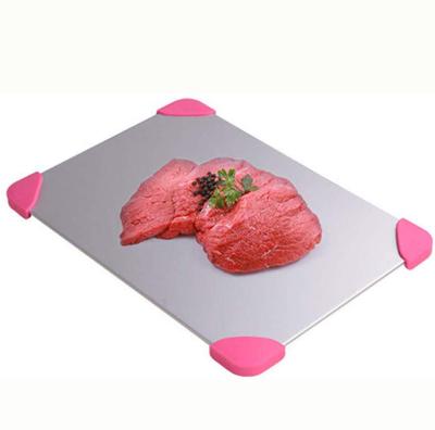 China Viable Quick Defrost Tray Thawing Plate For Frozen with Pink Silicone Border for Chicken Steak and Other Faster Meats Vegetables for sale