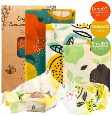 China Recycled Materials Reusable Beeswax Food Wraps Eco Friendly Organic Bees Wax Food Storage Wraps for sale