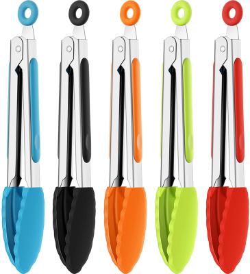 China Sustainable Salad Tongs Kitchen Cooking Silicone Food Locking Tongs for sale