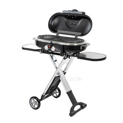 China 2021 Easily Cleaned Outdoor Camping Portable Foldable BBQ Cart BBQ Grill Stainless Steel Gas BBQ Grill for sale