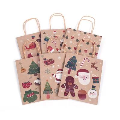 China Recyclable Biodegradable Handled Grocery Packaging Paper Bag Christmas Kraft Paper Bags With Your Own Logo for sale