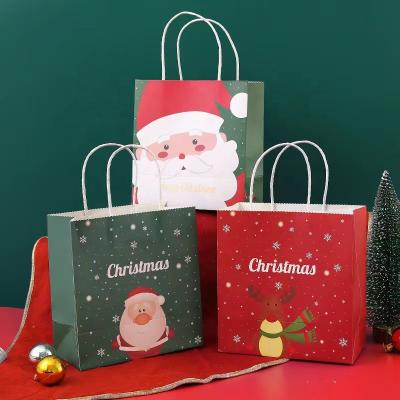 China Christmas Wrapping Brown Paper Gift Black White Craft Paper Handled Custom Paper Bag Handled Shopping Paper Bags With Logo for sale