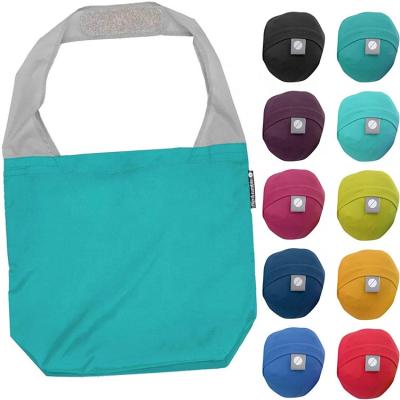 China Customized Logo Promotional Foldable Polyester Handled Recycle Tote Shopping Bag for sale