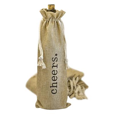 China 1 Bottle Yellow Burlap 100% Natural Colors Eco-friendly / Lightweight / Cheap Burlap Wine Bags For Wedding Party for sale