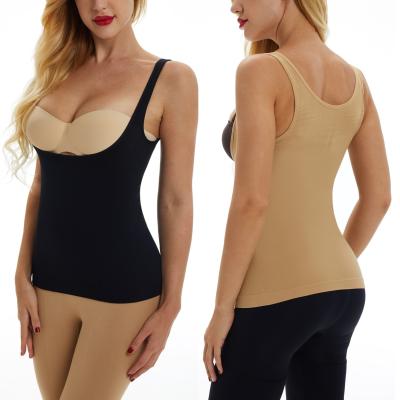 China Breathable Women Plus Seamless Cami Tank Top Bust Corset Vest Cami Tummy Control Slimming Open Waist Body Shaper for sale