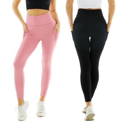 China Anti-Wrinkle Mid Rise Ankle Length Workout Seamless Diet Pants With Pockets Yoga Gaiters for sale