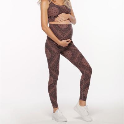 China QUICK DRY Active Full Body Sports High Rise Yoga Workout OEM ODM Maternity Pregnancy Printed Capri Leggings for sale