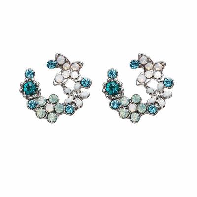 China 2020 Other New Korean Blue Crystal Earrings Flower Design Stud Earrings For Women for sale