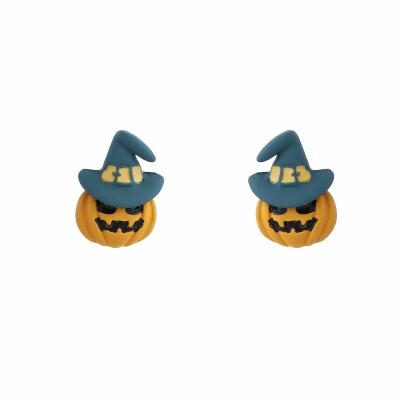 China Other Magic Halloween Pumpkin Hat Earrings For Women Silver Pin Funny Cute Girl Earrings Wholesale Jewelry for sale