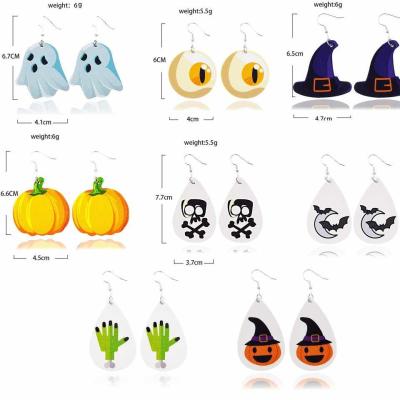 China 2020 Other New Halloween Leather Earrings Where Horror Skull Scalp Earrings Bat Pumpkin Earrings Shape Jewelry for sale