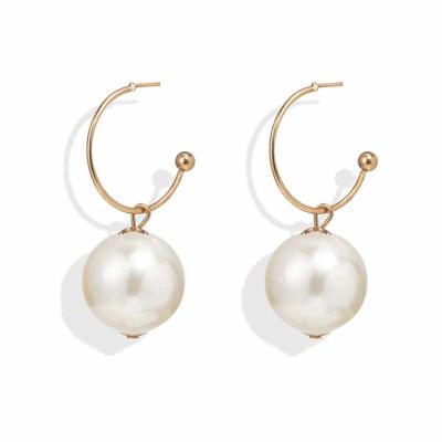 China Other popular pearl circle earrings for women alloy gold plated earrings fashion jewelry for sale