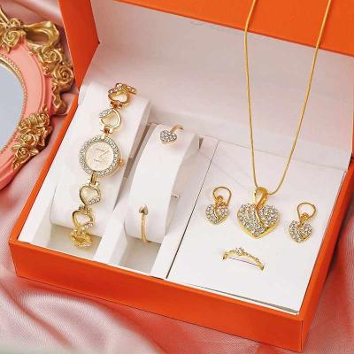 China FASHIONABLE Luxury 17KM Watch Jewelry Set Women Crystal Bracelet Stud Earring Necklace Set Ladies Watch Quartz Casual Watch for sale