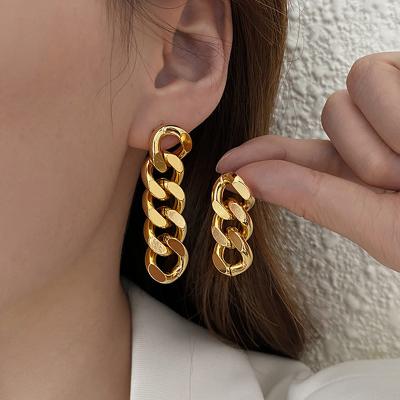 China Punk Trendy 18K 17KM Gold Plated Chain Dangle Earrings Vintage Personalized Asymmetrical Earrings For Women for sale