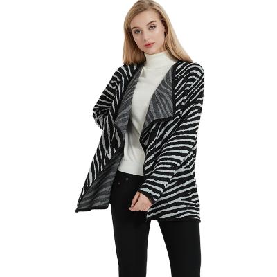 China None Popular Custom Made Black Striped Cardigan Women's Clothing Cardigan Sweater Knitwear Long for sale