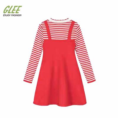 China Red Striped Dress Girl Casual Sweater Babygirl Clothes Dress for sale