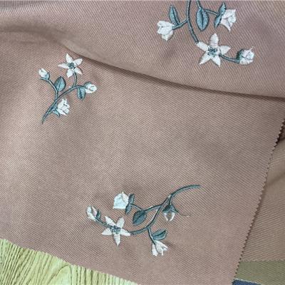 China Anti Pill Newcomer Flower Embroidered Fabrics Twill Embroidered Fabric For Clothing for sale