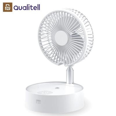 China Hotel Xiaomi Qualitell USB Fan Portable Retractable Refilling Mist Fan with Night Light and Shake Head Fan Foldable Desktop Humidifier for sale