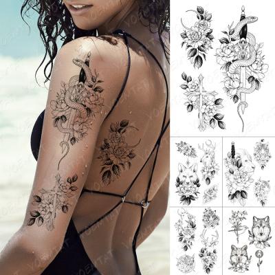 China Snake Wolf Lion Animal Flower Arm Tatto Temporary Men Waterproof Temporary Tattoo Sticker Women for sale