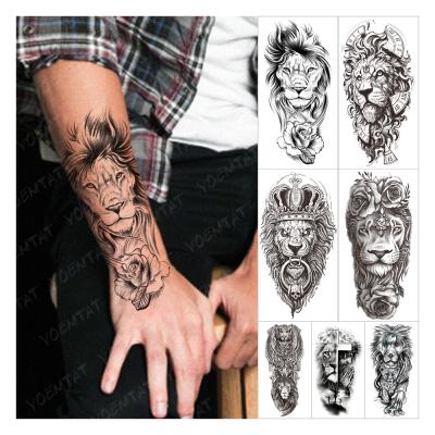 China Wholesale Custom Temporary Rose Flowers Wolf Lion Tiger Animal Arm Tato For Women Men Temporary Tattoo Sticker for sale