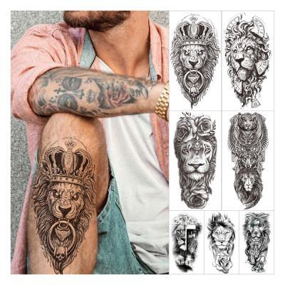 China Temporary Tattoo Sticker Wolf Lion Tiger Animal Crown Arm Tatto For Temporary Custom Wholesale Women Men for sale