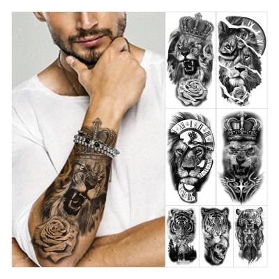 China Wholesale Custom Temporary Crown Rose Wolf Lion Tiger Animal Arm Tatto For Women Men Temporary Tattoo Sticker for sale