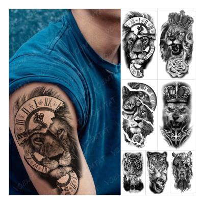 China Custom Wholesale Realistic Animal Temporary Tiger Lion Wolf Tatto Half Sleeve Arm Temporary Tattoo Stickers for sale