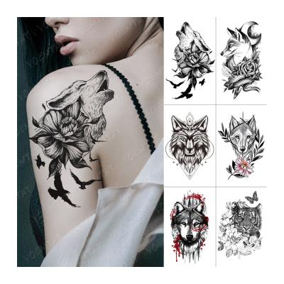 China Custom Wholesale Animal Temporary Tiger Lion Wolf Tato For Men Women Arm Waterproof Temporary Tattoo Back Sticker for sale