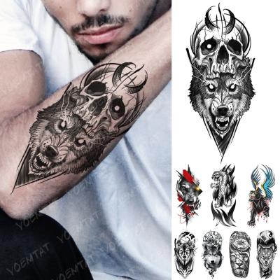 China Fake Wolf Tiger Animal Men's Sleeve Tatoo Women Waterproof Temporary Tattoo Arm Sticker Wholesale Temporary for sale