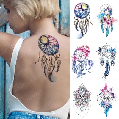 China Wholesale Temporary Colors Dreamcatcher Tatoo Tato Flower For Woman Body Water Transfer Arm Temporary Tattoo Sticker for sale