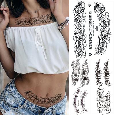 China Chicano Lettering Body Art Arm Wrist Fake Tatoo Word Font Writing Tattoo Waterproof Temporary Sticker Texts For Women Men for sale