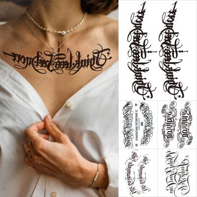 China Chicano Lettering Body Art Arm Wrist Fake Tatoo Word Font Writing Tattoo Waterproof Temporary Sticker Texts For Women Men for sale