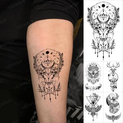 China Wolf Eagle Waterproof Temporary Tattoo Animal Children Temporary Tattoo Antlers Stickers Arm Fake Tatoo Women Men for sale