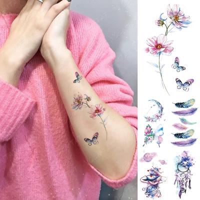 China Small Children Rose Flower Pink Waterproof Temporary Tattoo Sticker Custom Finger Fake Fake Tatoo Men Women for sale