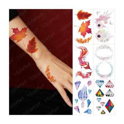 China YOEMTAT Colors Maple Leaf Mini Kid Tatto Body Art Arm Temporary Waterproof Temporary Tattoo Sticker Wholesale for sale