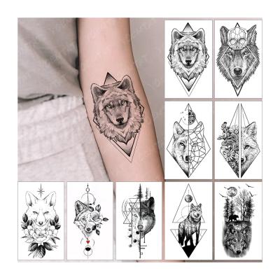 China Temporary Flash Art Men Waterproof Temporary Tattoo Body Sticker Wolf Skull Forest Animal Children Small Tatto for sale