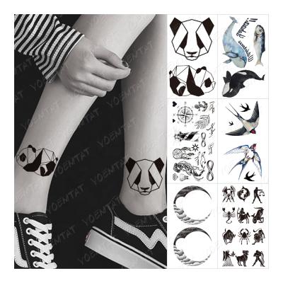 China Panda Fish Swallow Cute Animal Temporary Waterproof Temporary Tattoo Sticker Long Lasting Male Children for sale