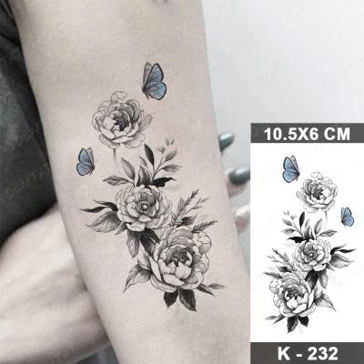 China Temporary Butterfly Wings Peony Rose Flower Leaf Arm Women Children Kids Flash Waterproof Temporary Tattoo Sticker for sale