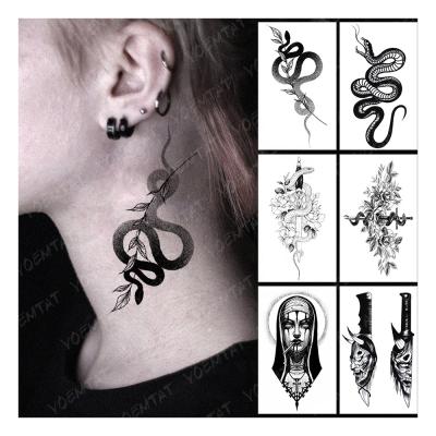 China YOEMTAT Small Temporary Custom Body Art Black Ink Line Snake Tato Simple Waterproof Temporary Tattoo Sticker for sale