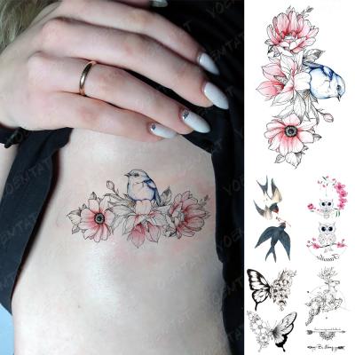 China Wholesale Cute Line Temporary Tatoo YOEMTAT Bird Orchid Flower Waterproof Temporary Women Kids Kids Small Body Tattoo Sticker for sale