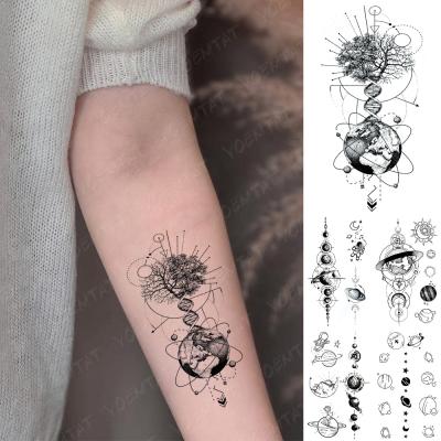 China Wholesale Temporary QQ Patterns Planet Geometric Simple Tree Line Waterproof Temporary Tato Small Adult Child Tattoo Sticker for sale