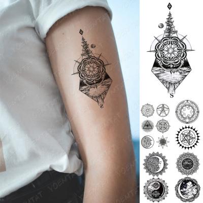 China Simple Black Line Temporary Girly Body Mini Tattoo Geometric Moon Crown Sticker Wholesale Temporary Tatoo Kid Tree for sale