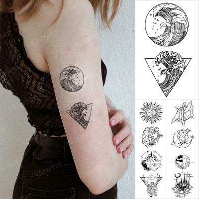 China Small Temporary Tattoo Stickers Cheap Wholesale Sun Moon Totem Mountain Waterproof Temporary Tatoo Body for sale