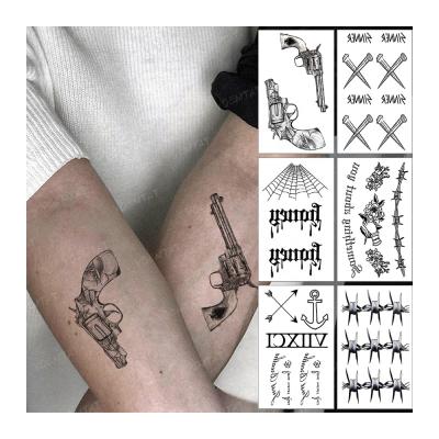 China YOEMTAT Temporary Wholesale Black Realistic Gun Flower Tato Waterproof Temporary Adult Body Mini Tattoo Sticker for sale