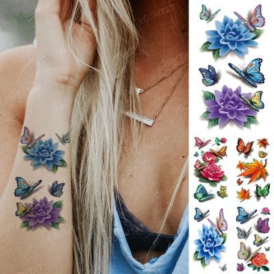 China Temporary Realistic Butterfly Flower Small Lotus Tatto Waterproof Temporary Beautiful Adult Tattoo Sticker for sale