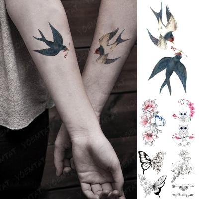 China Wholesale Custom Realistic Cute Temporary Arm Bird Small Bird Tattoo Sticker Temporary Owl Butterfly Patterns Tato Waterproof for sale