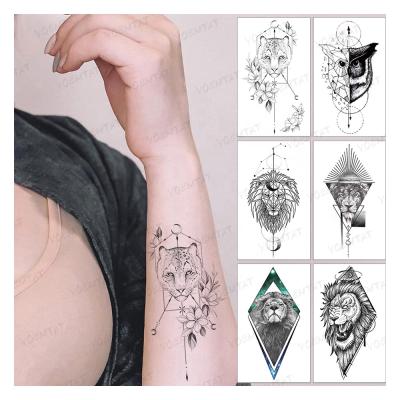 China Custom Wholesale Geometric Flower Temporary Wolf Lion Leopard Tatoo Waterproof Temporary Animal Mini Tattoo Orchid Sticker for sale