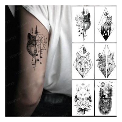 China YOEMTAT Temporary Wholesale Geometric Tree Tiger Lion Wolf Tato Waterproof Temporary Mini Animal Tattoo Sticker for sale