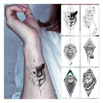 China Wholesale Custom Made Temporary Geometric Animal Bird Owl Leopard Lion Tato Waterproof Mini Tattoo Temporary Sticker for sale