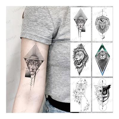 China Wholesale Custom Geometric Temporary Tattoo Sticker YOEMTAT Owl Tiger Lion Leopard Tato Small Waterproof for sale