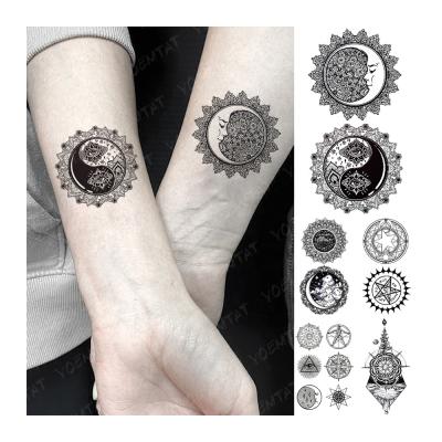 China Temporary Planet Moon Eye Gossip Row Flower Line Patterns Tato Single Arm Waterproof Temporary Tattoo Sticker for sale